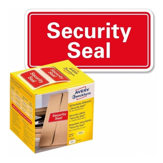 Фото Предупреждающие этикетки "Security Seal" в диспенсере 38 x 20 мм {7311}