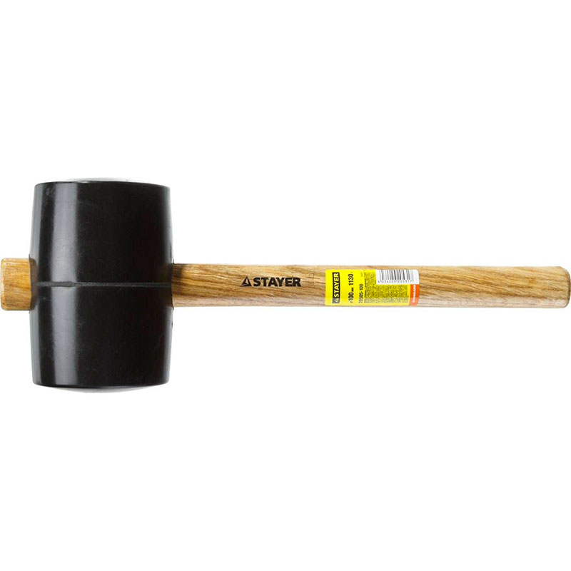 Фото Киянка STAYER резиновая, черная, с деревянной ручкой, 1130г {20505-100} (1)