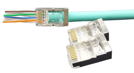 Фото Hyperline PLEZ-8P8C-U-C6-SH-100 Разъем легкой оконцовки RJ-45 (8P8C) под витую пару, категория 6 (50 {403344} (упак 100 шт)