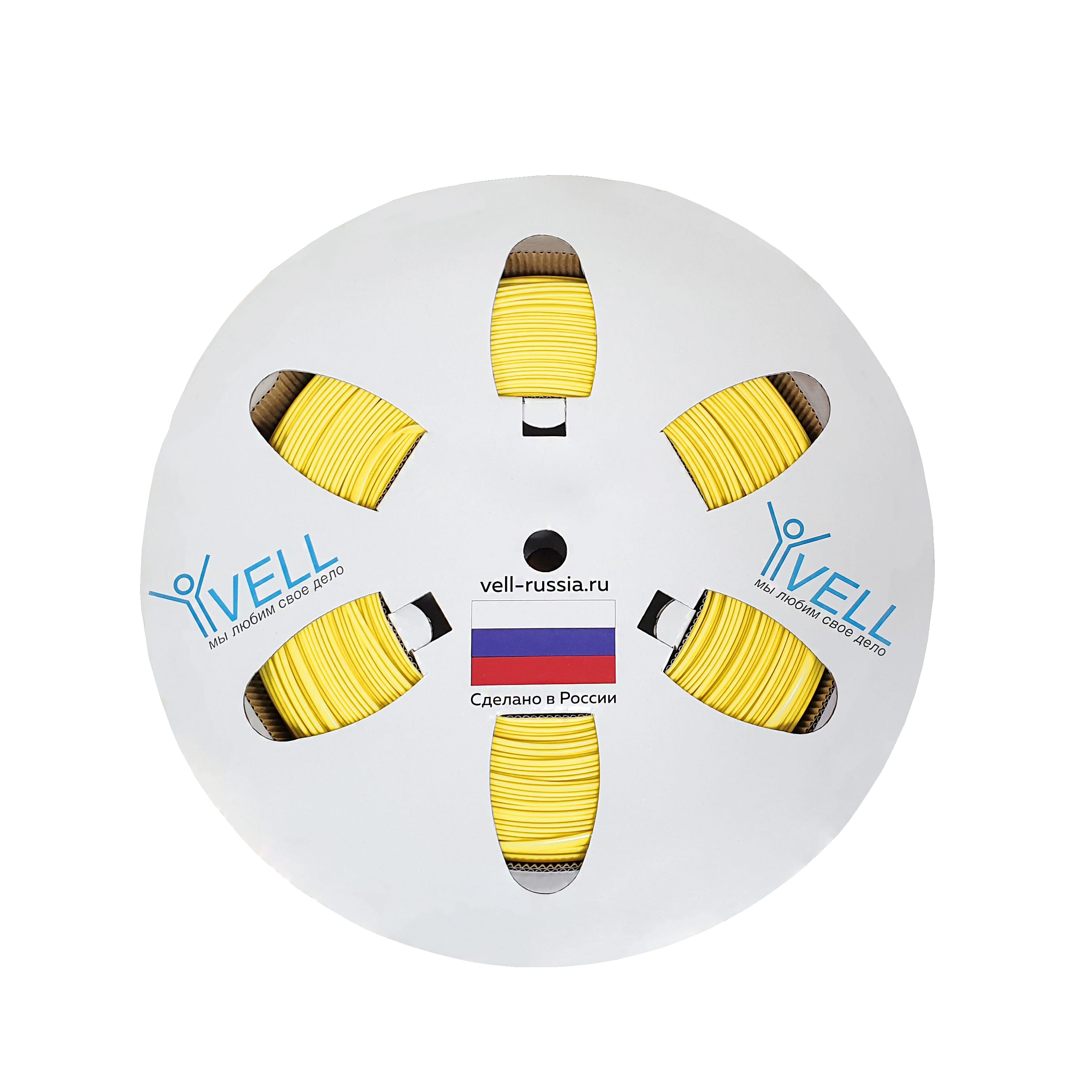 Фото Профиль ПВХ овальный Vell YL-015 для маркировки проводов, Ø 1,5 мм, 200 метров, желтый, аналог Partex PO-01 (самозатухающий) {377999}