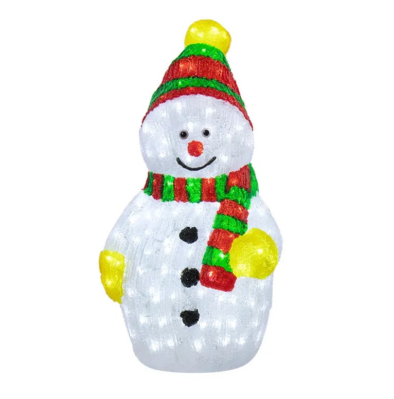 Фото Акриловая светодиодная фигура "Снеговик с шарфом" 60 см, 200 светодиодов, IP65 {513-274}