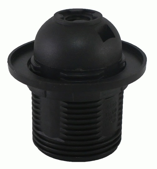 Фото Патрон Е27 с кольцом, термостойкий пластик, черный, Б/Н TDM {SQ0335-0056}