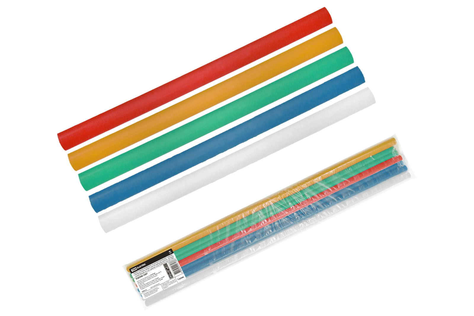 Фото Трубки термоусаживаемые, клеевые, набор 5 цветов по 2 шт. ТТкНГ(3:1)-9,5/3,0 TDM {SQ0548-1607}