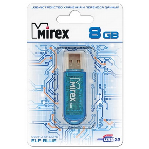Фото Флеш накопитель 8GB Mirex Elf, USB 2.0, Синий {13600-FMUBLE08} (1)