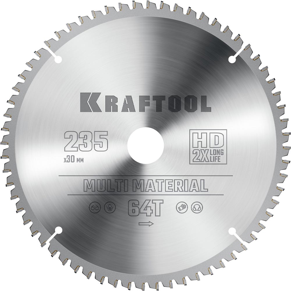 Фото Пильный диск по алюминию KRAFTOOL Multi Material, 235 х 30 мм, 64Т {36953-235-30}