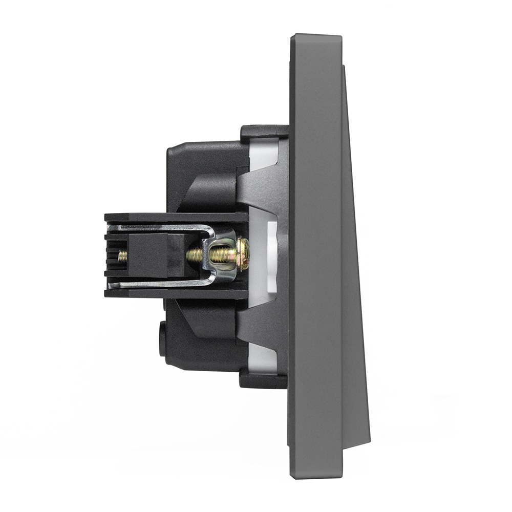 Фото Выключатель серый, трехклавишный, 1 пост, с тонкой пластиковой рамкой Vell {GY1P-3L-Grand} (4)