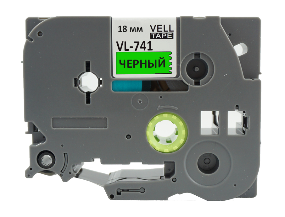 Фото Лента Vell VL-741 (Brother TZE-741, 18 мм, черный на зеленом) для PT D450/D600/E300/2700/ P700/P750/E550/9700/P900/2430 (7)