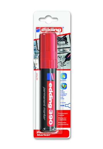 Фото Перманентный маркер Edding E-390 красный, клиновидный наконечник 4-12 мм (блистер) {E-390#1-B#2}