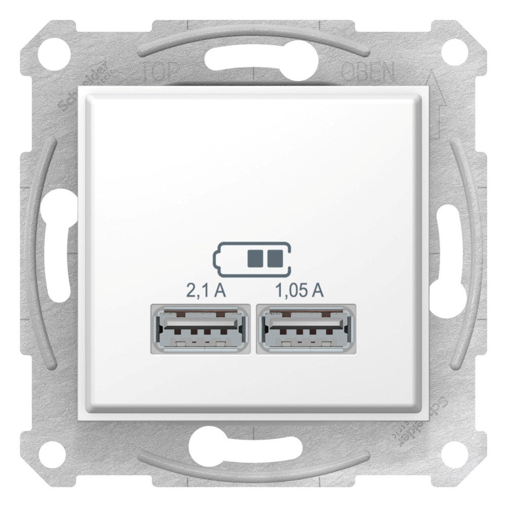 Фото USB розетка SEDNA, 2,1а (2x1,05а), белый {SDN2710221}