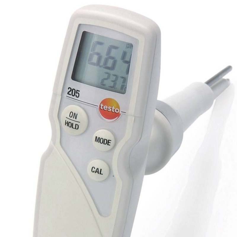 Фото Измеритель уровня pH и температуры Testo 205 (комплект с флаконами для калибровки в алюминиевом кейсе) {0563 2052} (1)