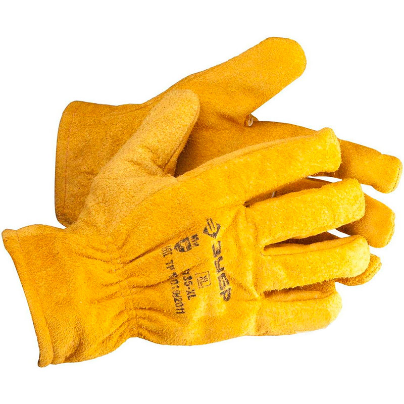 Фото Перчатки ЗУБР "МАСТЕР" кожаные рабочие, с подкладкой, XL {1135-XL}