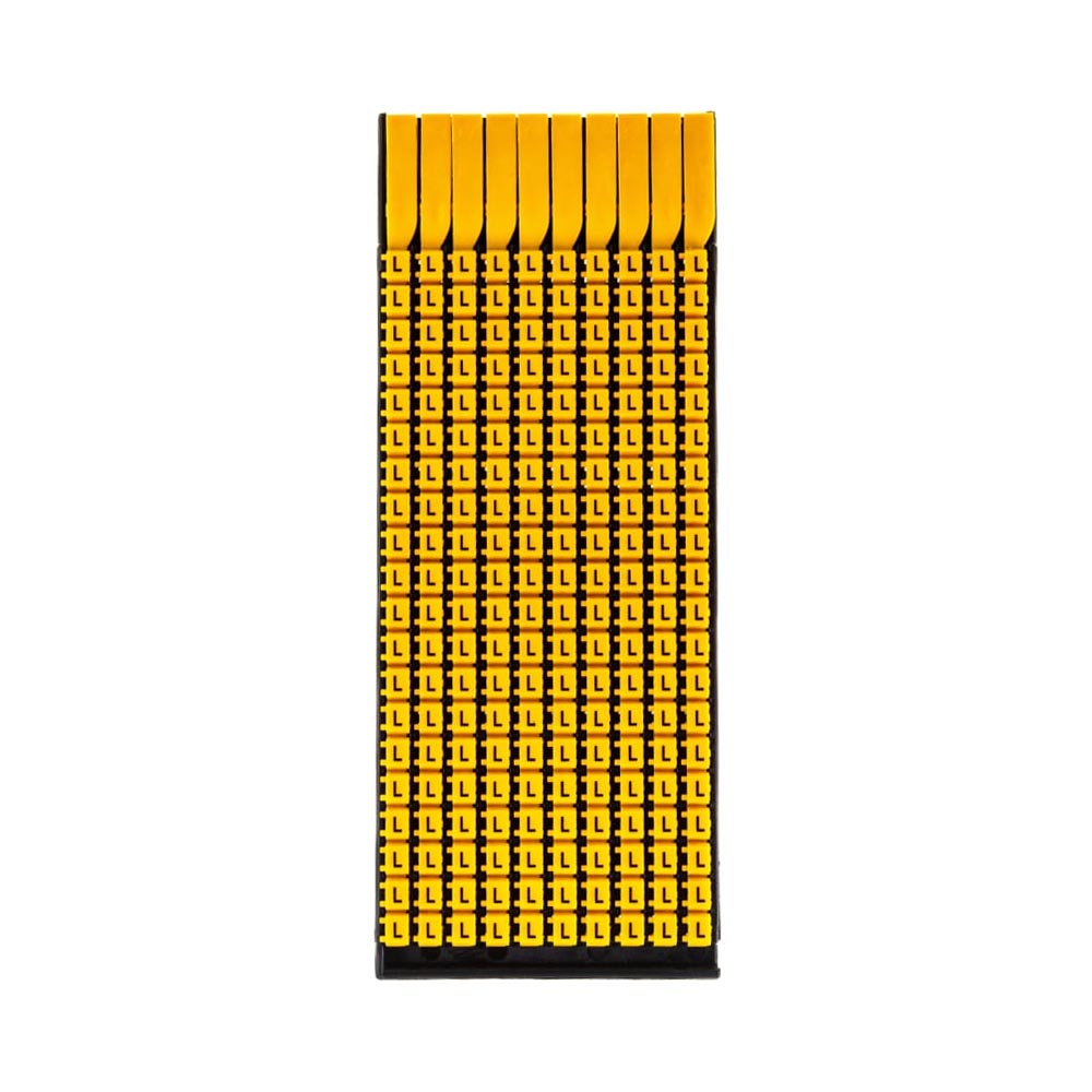 Фото Маркер для кабеля 0.5-1.5мм символ "L", желтый, DKC {MKCLS1} (упак 200 шт)