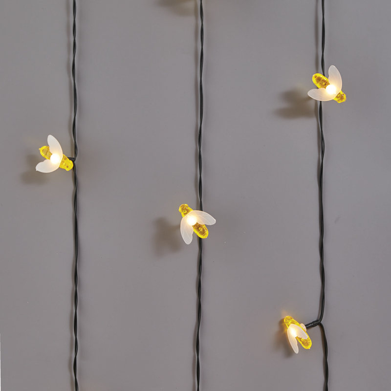 Фото Каскад Lamper Янтарные Пчелы LED 10 м с выносной солнечной панелью 2 м и аккумулятором, IP65 {602-252} (1)
