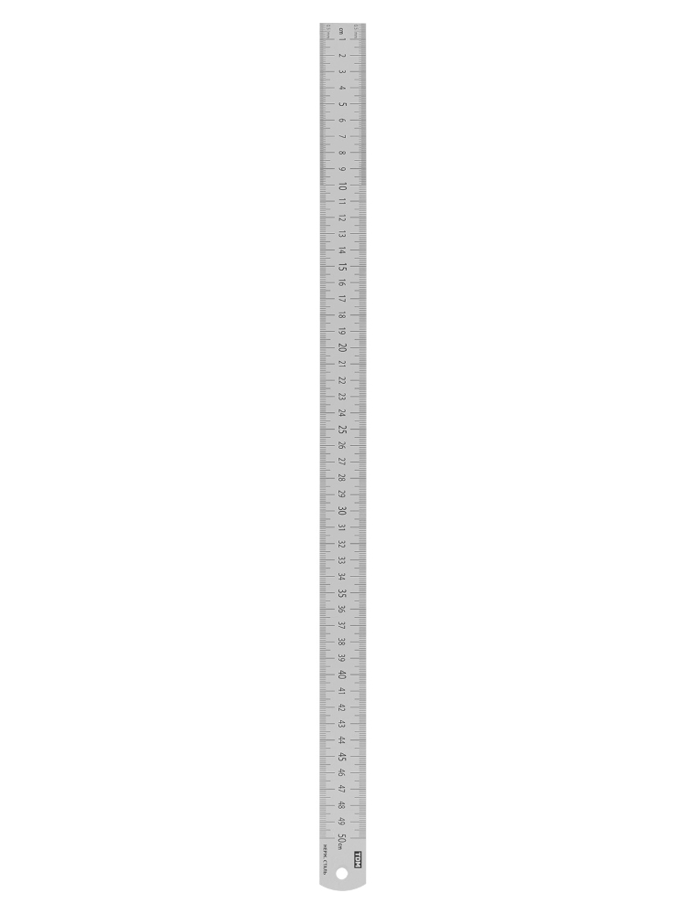 Фото Линейка измерительная металлическая 50 см, нержавеющая сталь, двухсторонняя шкала, "Рубин" TDM {SQ1018-0504} (2)