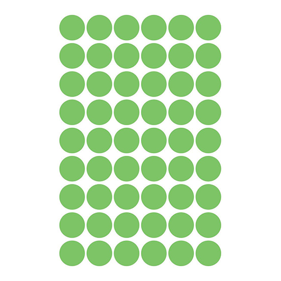 Фото Этикетки точки, зеленый неон Ø 12 мм (5 страниц, 270 этикеток) {3149} (1)