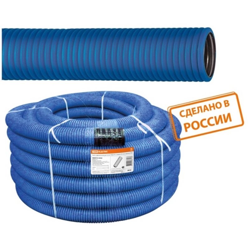 Труба гофрированная двустенная ПНД d 110 с зондом синяя TDM {SQ0413 ...