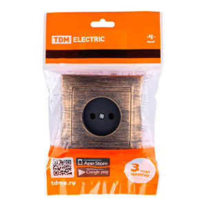 Фото Розетка 2П 10А 250В старинная бронза "Лама" TDM {SQ1815-0763} (3)