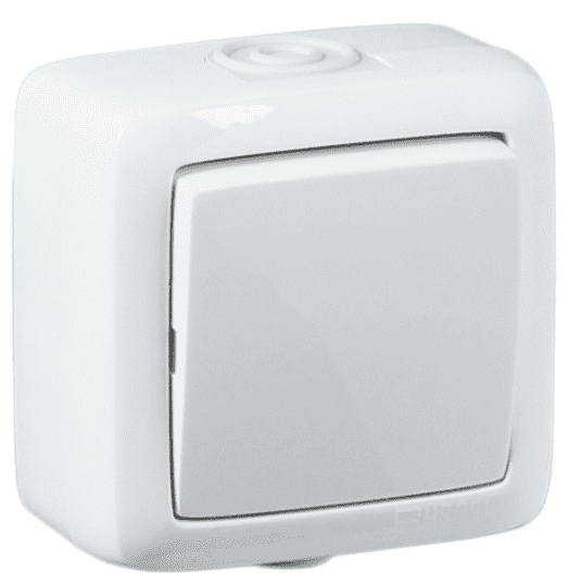 Фото ВА16-211 Выключатель открытой установки, одноклавишный, брызгозащищенный, цвет белый