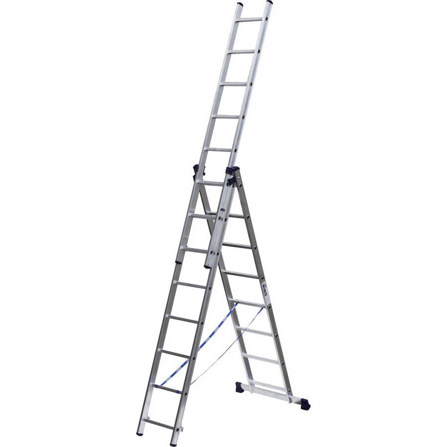 Фото Лестница СИБИН универсальная, трехсекционная со стабилизатором, 8 ступеней {38833-08} (1)