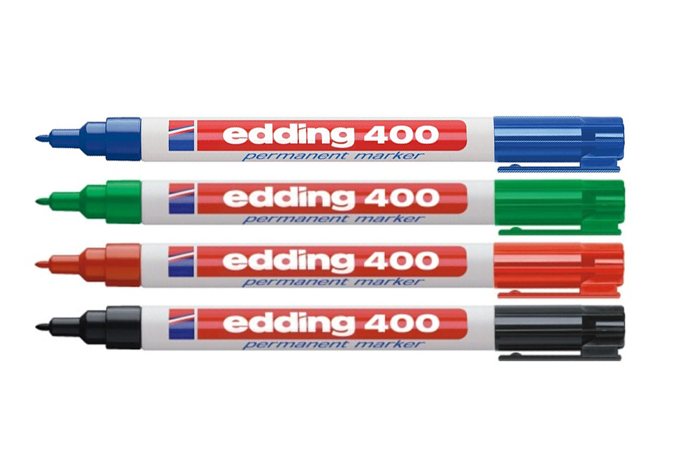 Фото Набор перманентных маркеров Edding E-400, круглый наконечник 1 мм, 4 цвета {E-400#4S}