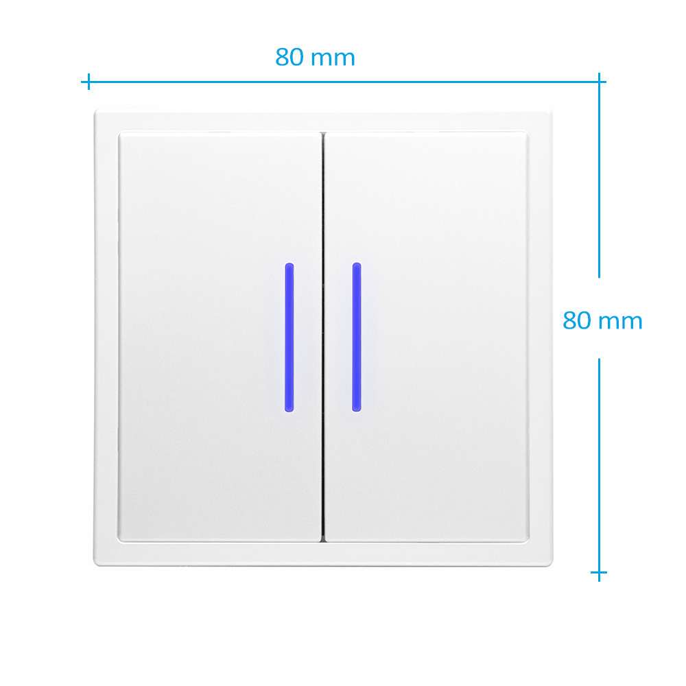 Фото Выключатель c подсветкой белый, двухклавишный, 1 пост, с тонкой пластиковой рамкой Vell EchoGrand {WH1P-2L-EchoGrand} (10)