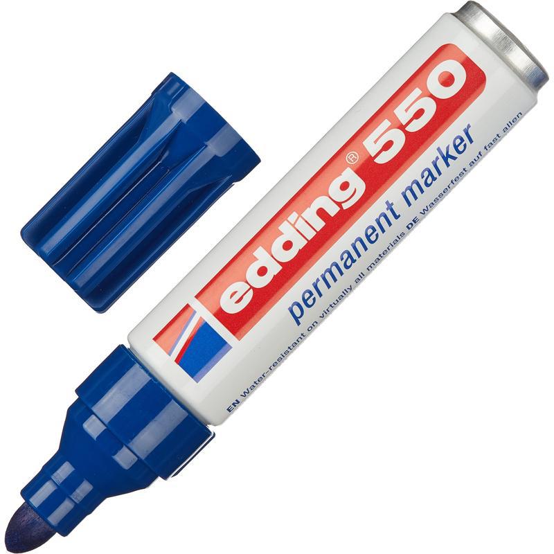 Фото Перманентный маркер Edding, круглый наконечник, 3-4 мм, синий {E-550#3}