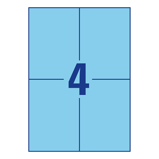 Фото Самоклеящаяся матовая бумага для принтера, синяя, 105x148 мм (4 шт. на листе A4, 100 листов) {3457} (2)