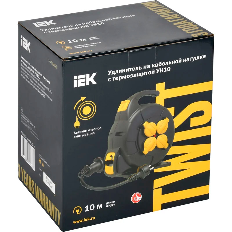 Фото Удлинитель на катушке TWIST 4х10м с заземл. с крышк. автосмотка 16А IP44 КГ 3х1.5кв.мм УК10 2P+PE/10м 4 IEK TW-KP27-16-04-10-44 (1)