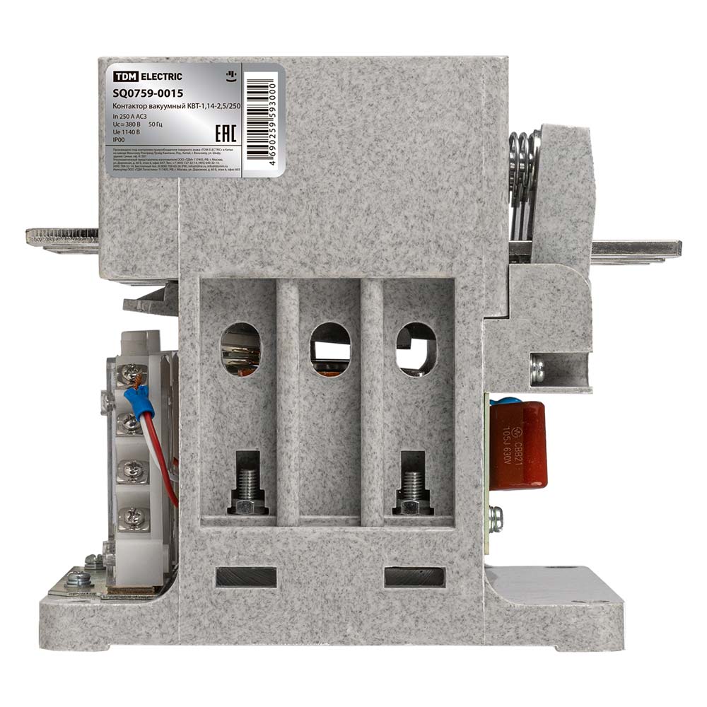 Фото Контактор вакуумный КВТ-1,14-2,5/250, 380В AC/DC, 4НО+3НЗ TDM {SQ0759-0015} (3)