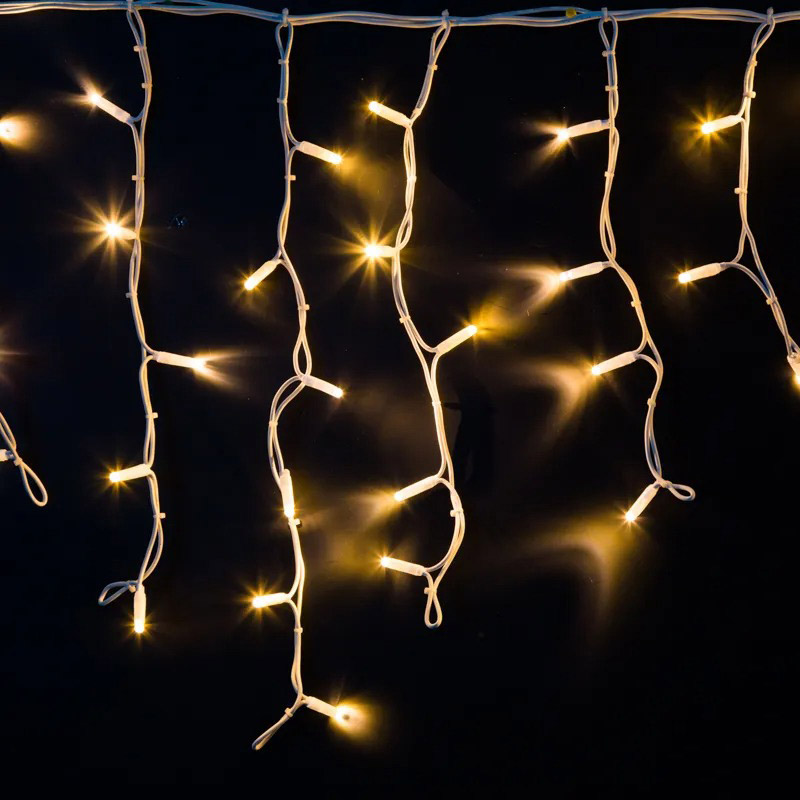 Фото Гирлянда «Айсикл» («Бахрома») светодиодная 4,0х0,6 м, с эффектом мерцания, белый провод каучук, 230 В, диоды теплые белые Neon-Night {255-356}