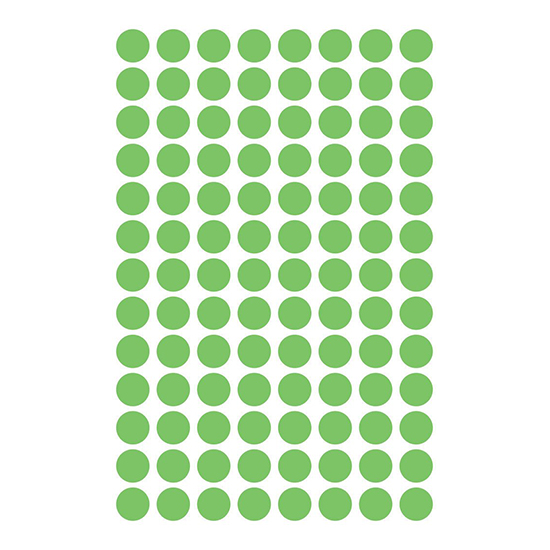 Фото Этикетки точки, зеленый неон Ø 8 мм (4 страницы, 416 этикеток) {3179} (1)