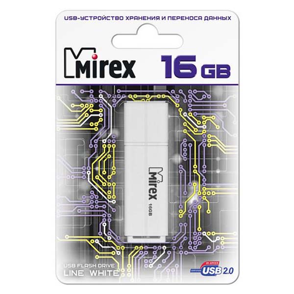 Фото Флеш накопитель 16GB Mirex Line, USB 2.0, Белый {13600-FMULWH16}