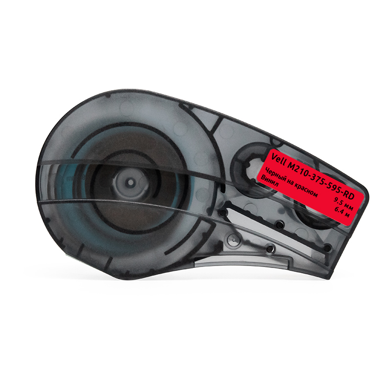 Фото Картридж Vell M210-375-595-RD (9.5мм х 6.4м, винил, черный на красном) {VL142810CH}