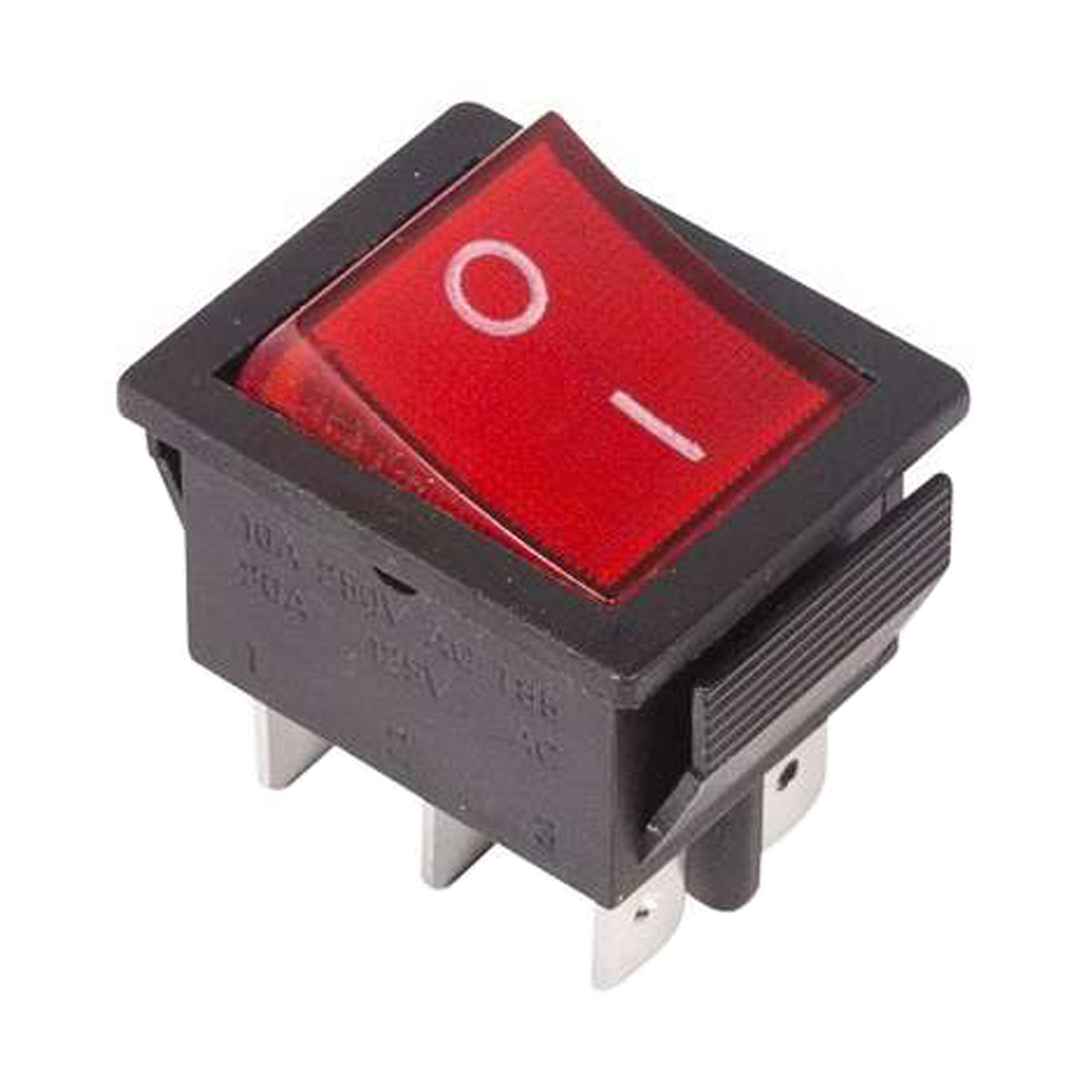 Фото Выключатель клавишный Rexant ON-ON красный с подсветкой (250В 15А (6с)) (RWB-506, SC-767) {06-0305-B}