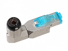 Фото Hyperline PLUD-A-8P8C-S-C6A-SH Разъем полевой оконцовки RJ-45 (8P8C) под витую пару, угловой, для од {454282}