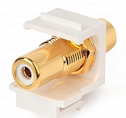 Фото Вставка KJ1-RCA/WH-HG-WH формата Keystone Jack с прох. адапт. RCA (бел.) Hex. type gold plated ROHS бел. Hyperline 246970 (1)