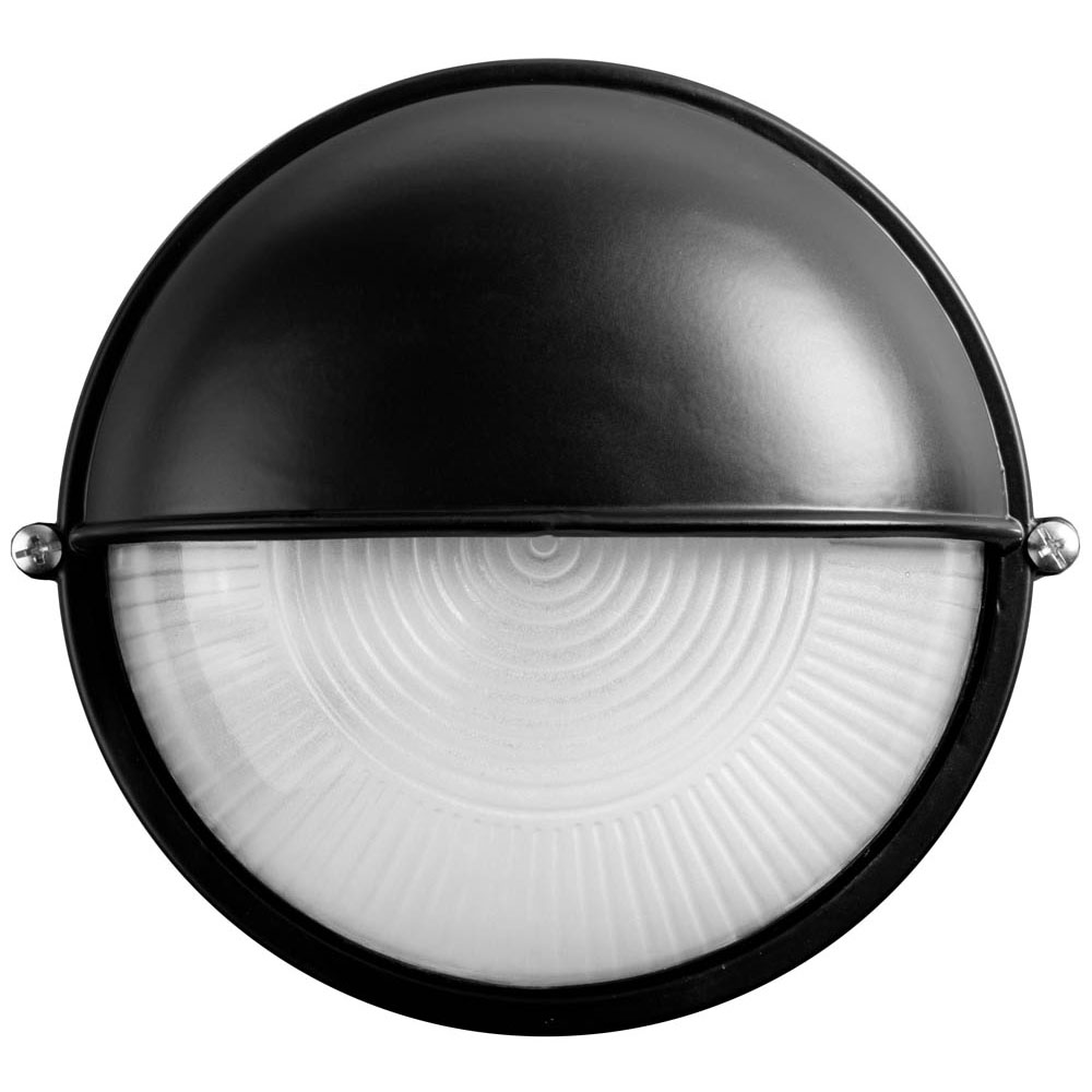 Фото Светильник уличный СВЕТОЗАР влагозащищенный с верхним защитным кожухом, круг, цвет черный, 60Вт {SV-57261-B} (1)