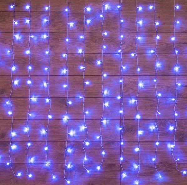 Фото Гирлянда "Светодиодный Дождь" 1,5х1м, свечение с динамикой, прозрачный провод, 230 В, диоды Синие {235-023}