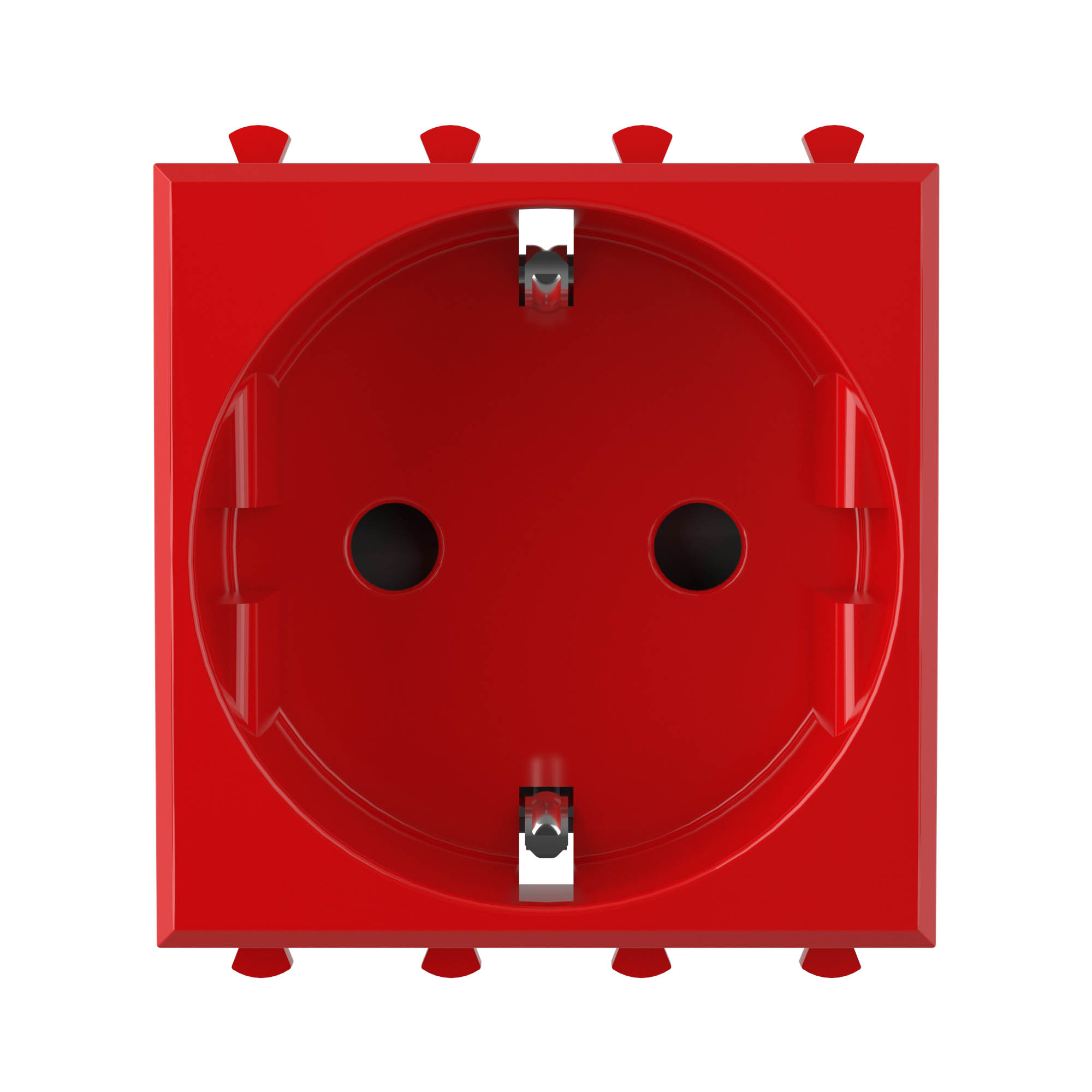 Фото DKC Avanti Красный квадрат Розетка 2P+E со шторками 2 модуля {4401002} (8)