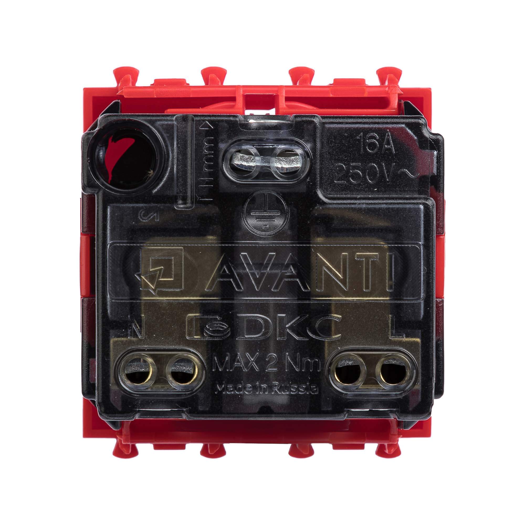 Фото DKC Avanti Красный квадрат Розетка 2P+E со шторками 2 модуля {4401002} (9)