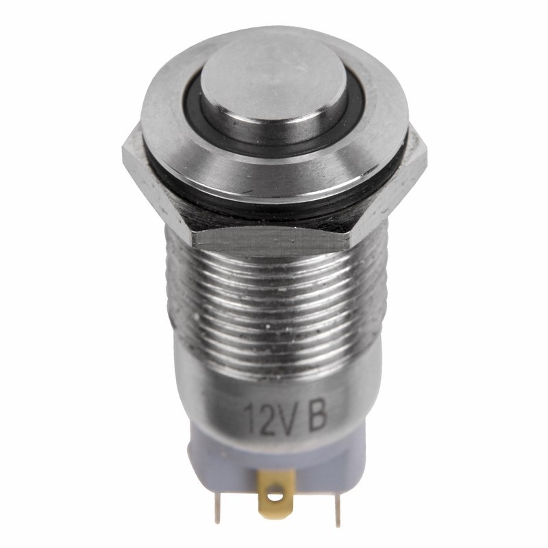 Фото Кнопка антивандальная Rexant ON-OFF Ø 12, 12В (2с) красная, с фиксацией (A-12-C2) {06-0345-A} (1)