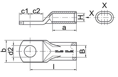 Фото Двойные кабельные наконечники DIN Klauke 2x95 мм², под винт М12 {klk138DP12} (1)