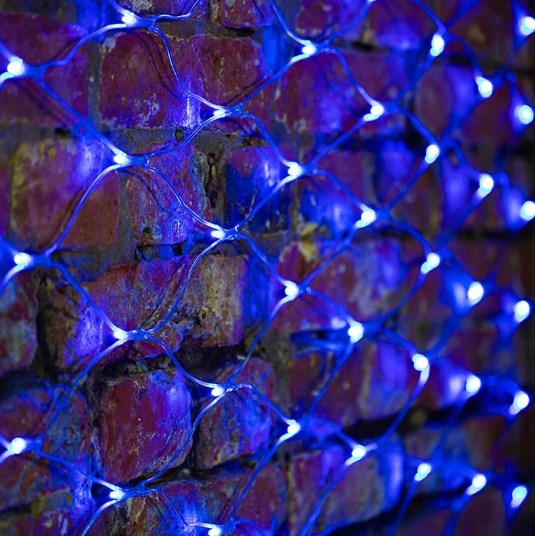 Фото Гирлянда "Сеть" 2х1,5м, свечение с динамикой, прозрачный ПВХ, 288 LED, 230 В, цвет: синий {215-043}