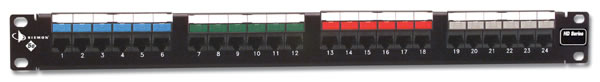Фото Siemon HD6-24 Патч-панель 24-х портовая (T568A/B) 6-й категории, 1U, с распределителем кабеля HD-RWM {434857}