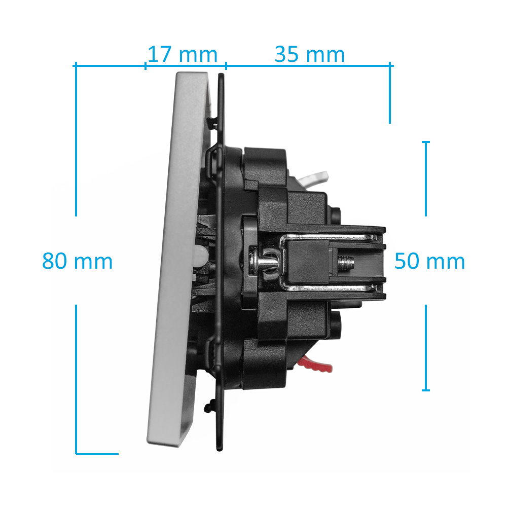 Фото Выключатель c подсветкой серый, двухклавишный, 1 пост, с тонкой пластиковой рамкой Vell {GY1P-2L-EchoGrand} (1)