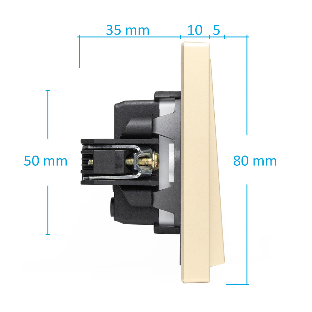 Фото Выключатель золотой, трехклавишный, 1 пост, с тонкой пластиковой рамкой Vell {GD1P-3L-Grand} (1)