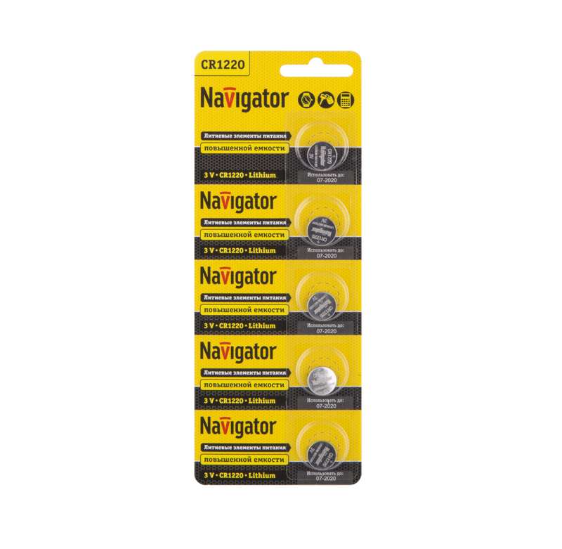 Фото Элемент питания литиевый 94 778 NBT-CR1220-BP5 (блист.5шт) Navigator {17463;94778}