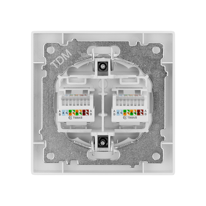 Фото Розетка компьютерная двойная RJ45 белая "Сенеж" TDM {SQ1816-0044} (2)