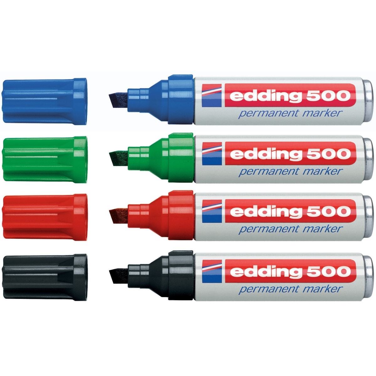 Фото Перманентный маркер Edding E-500 зеленый, клиновидный наконечник 2-7 мм {E-500#4} (1)