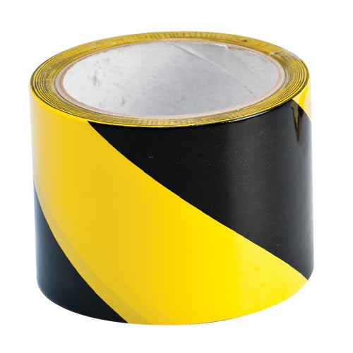Фото Лента напольная маркировочная для разметки, прочная, черно-желтая, 75 мм*16.5м, B-950 {gws55303}
